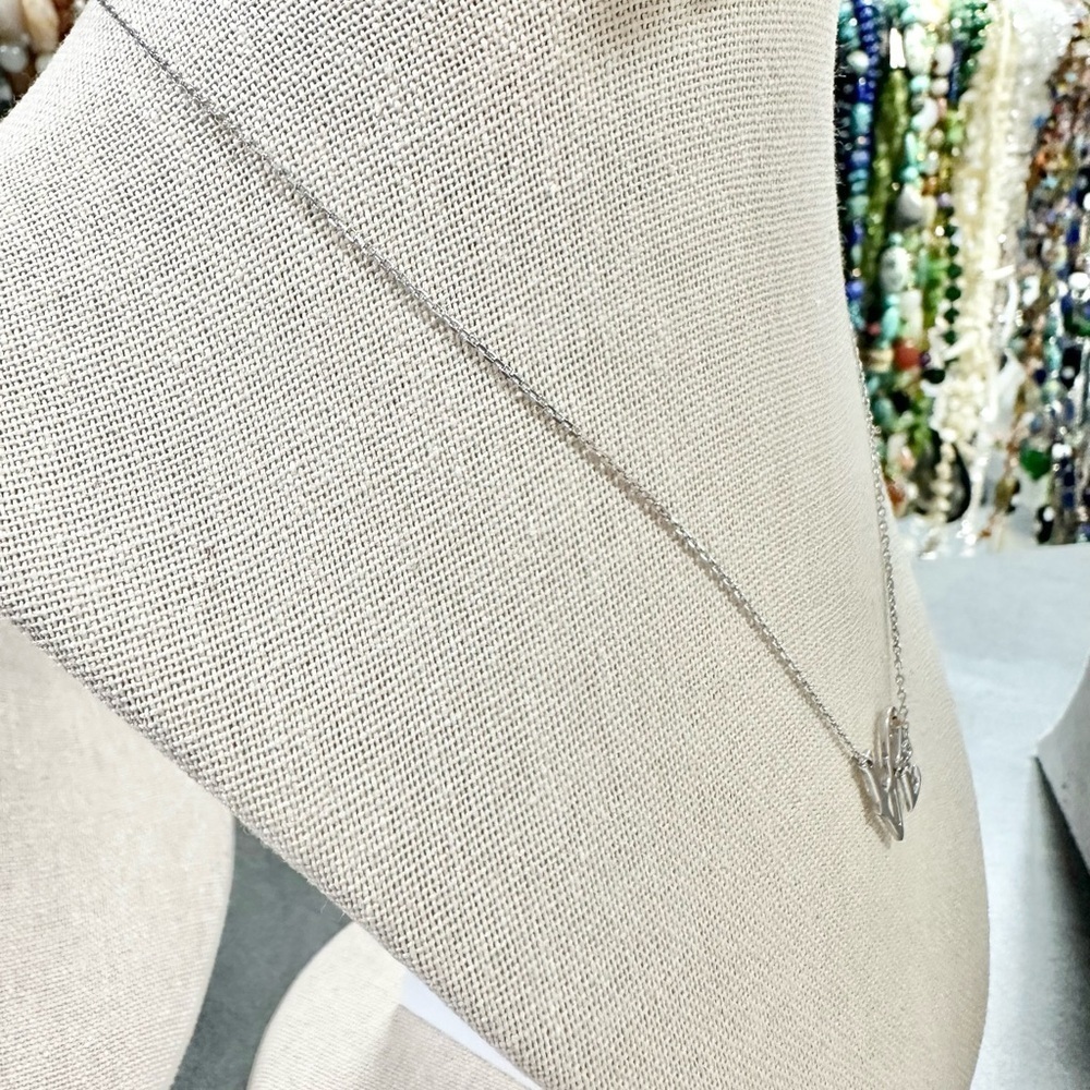 STERLING SILVER TWO LAYER LOVE PENDANT NECKLACE - Picture 3 of 4